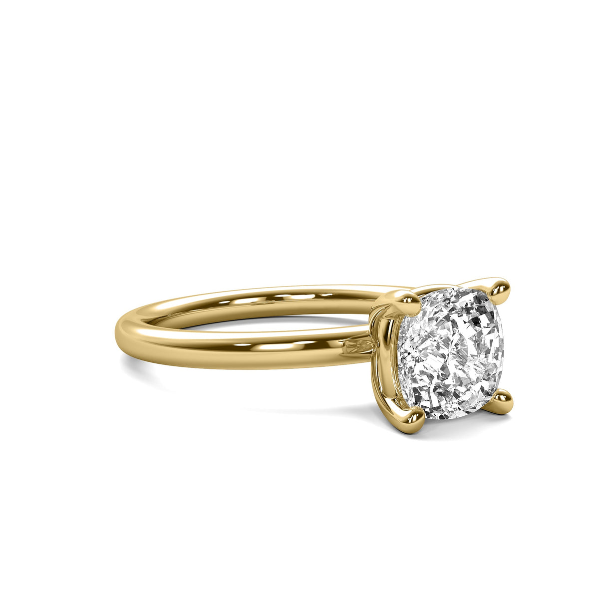 High Set Cushion Solitaire Diamond Ring