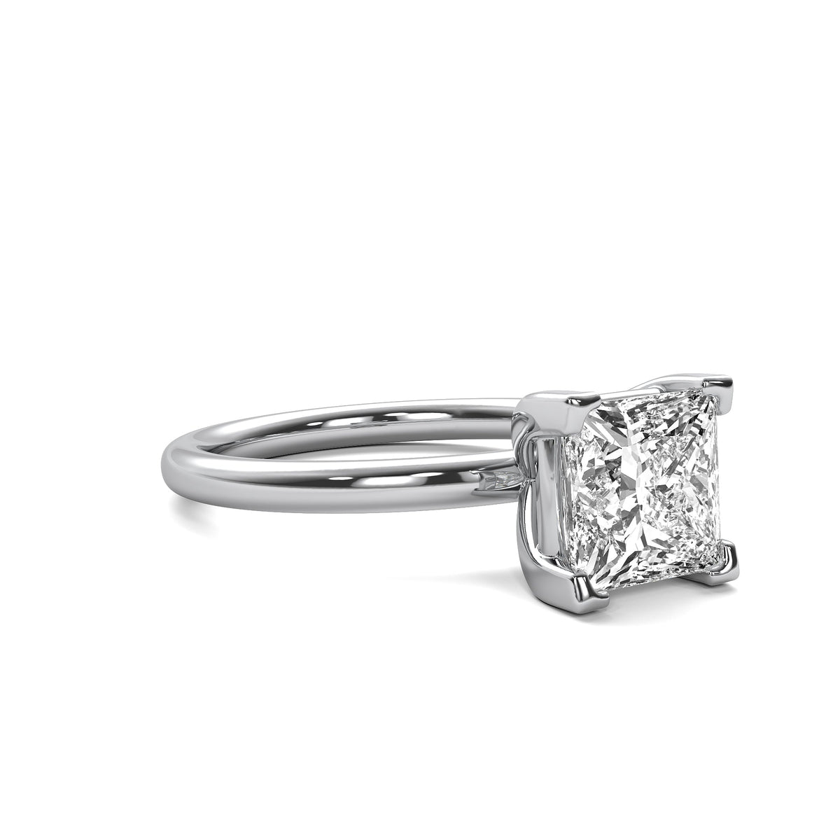 High Set Princess Solitaire Diamond Ring