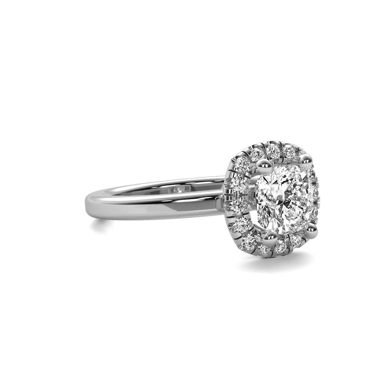 Mira Halo Accent Cushion Diamond Ring