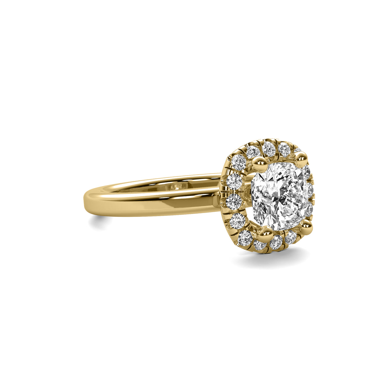 Mira Halo Accent Cushion Diamond Ring