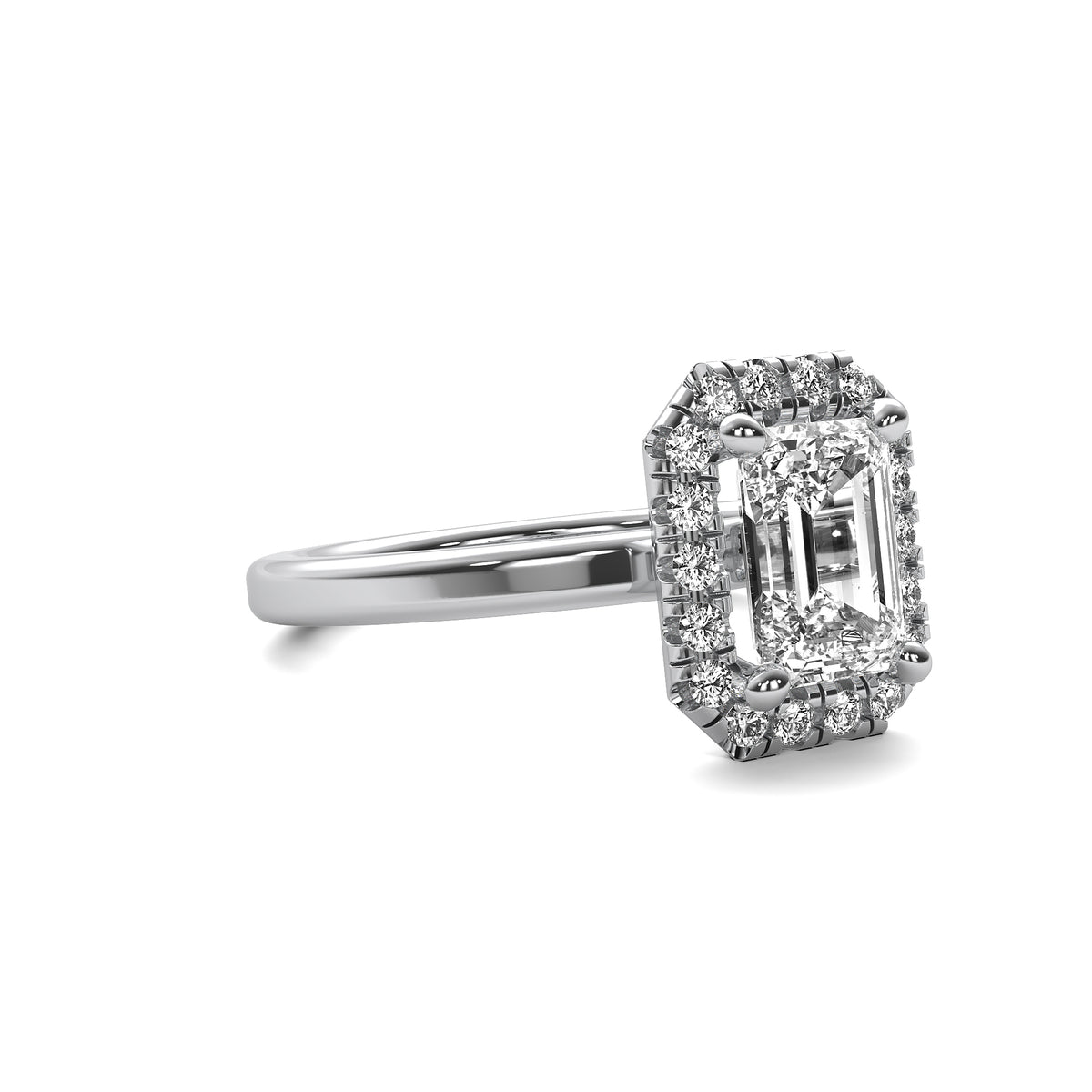 Selene Halo Accent Emerald Diamond Ring