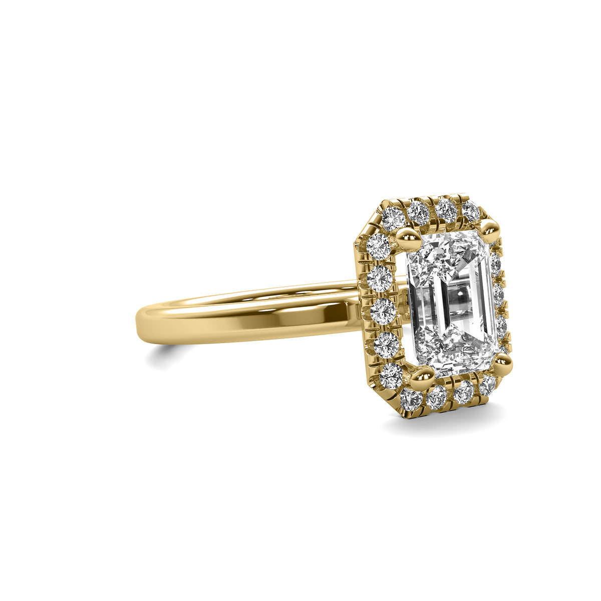 Selene Halo Accent Emerald Diamond Ring