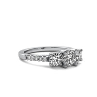 Jia Round Solitaire with Round Side Stones and Half Accent Diamonds