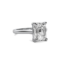 Modern Cathedral Emerald Solitaire Diamond Ring