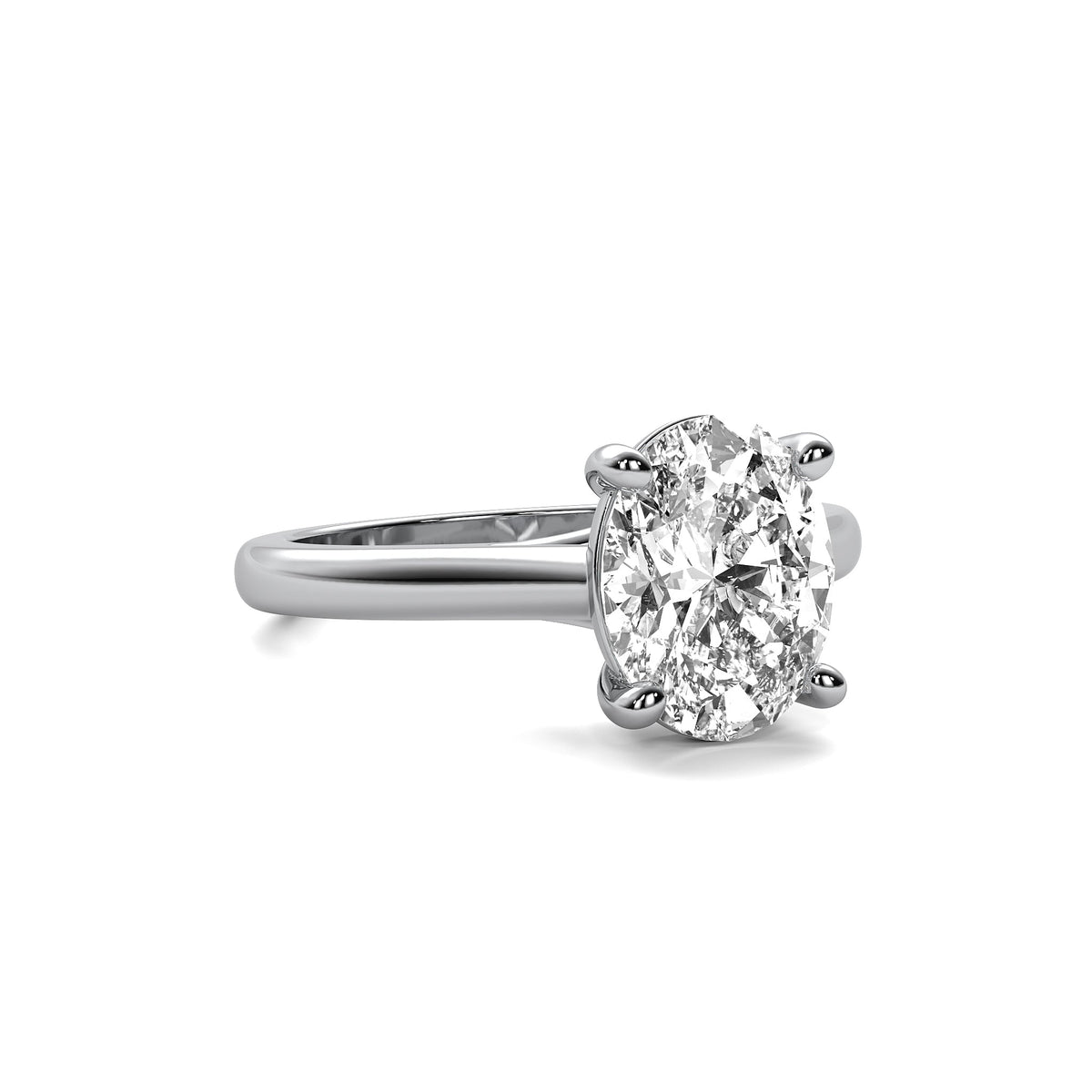 Modern Cathedral Oval Solitaire Diamond Ring