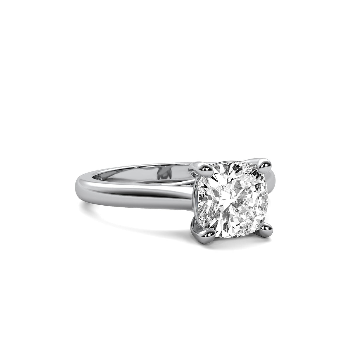 Modern Cushion Solitaire Diamond Ring