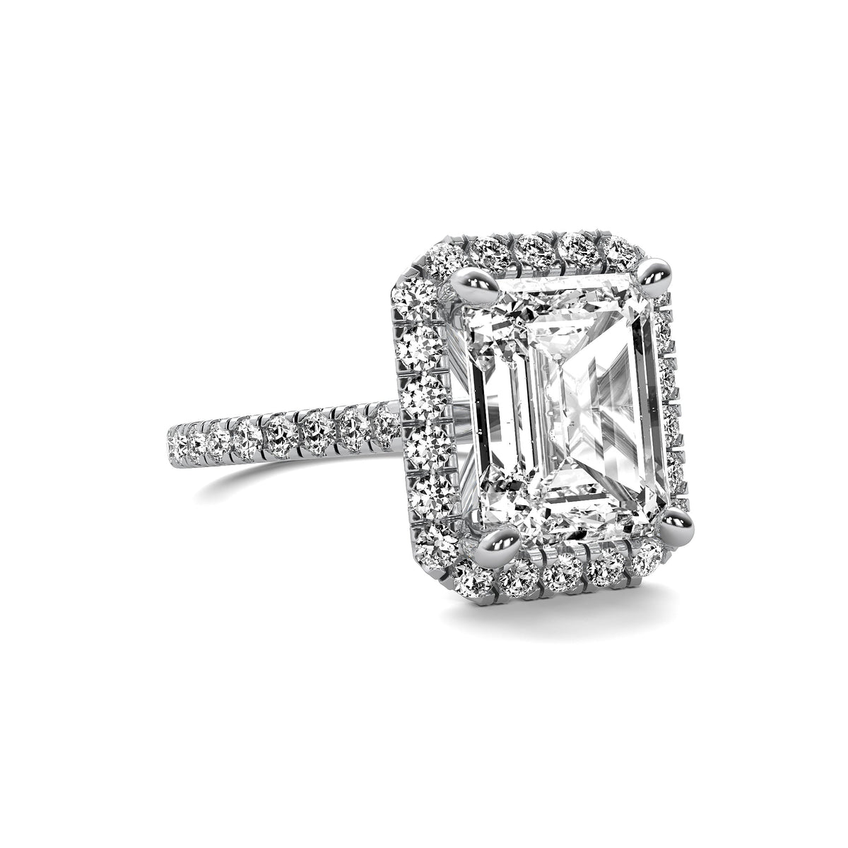 Ava Halo Accent Emerald Diamond Ring