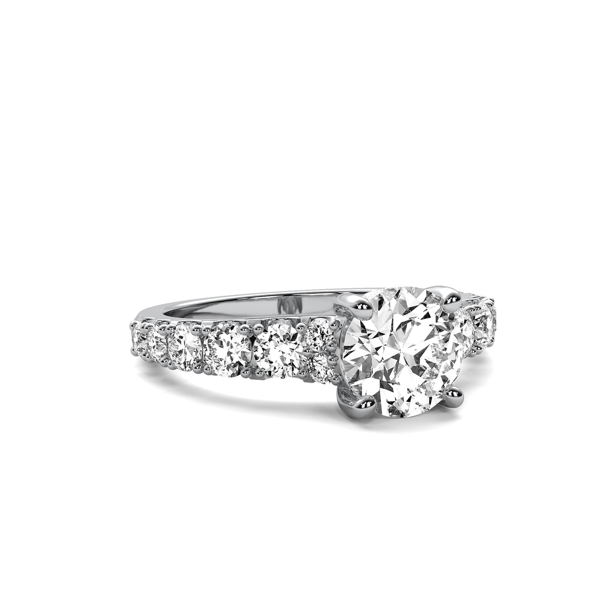 Helena Round Solitaire with Hidden Halo and Accent Diamonds