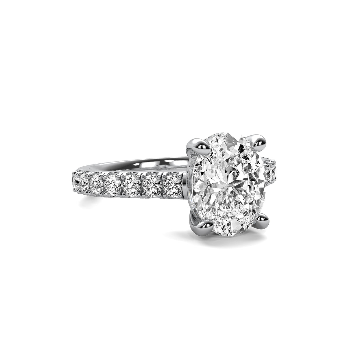 Half Accent Oval Diamond Ring