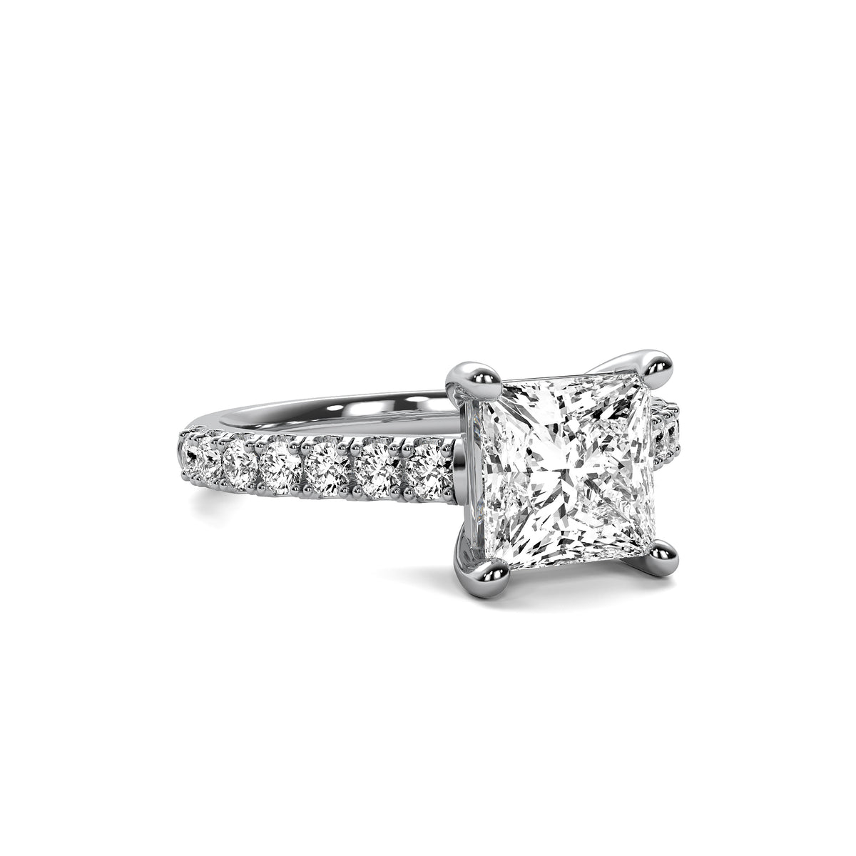 Half Accent Princess Diamond Ring
