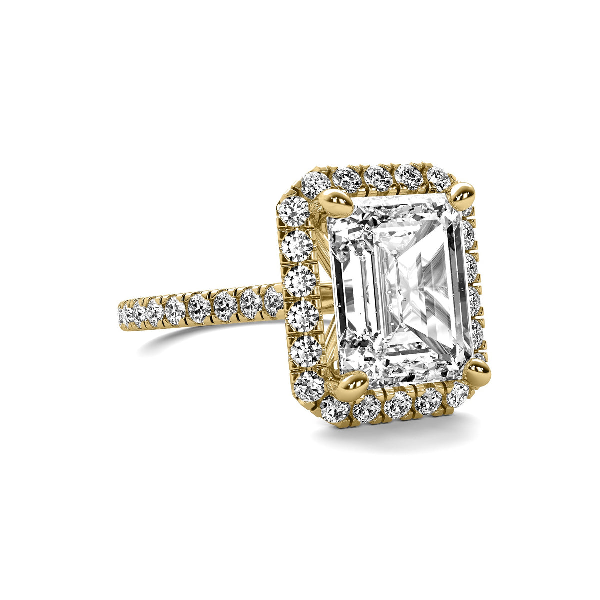 Ava Halo Accent Emerald Diamond Ring