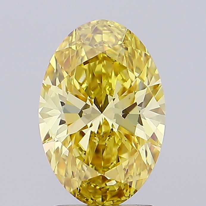 Fancy Vivid Yellow Oval Lab Diamond-KA28-5-A